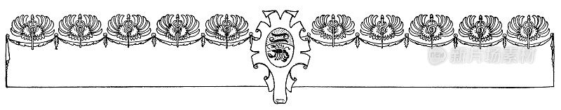 巨蟹座十二宫新艺术风格旗帜- 19世纪